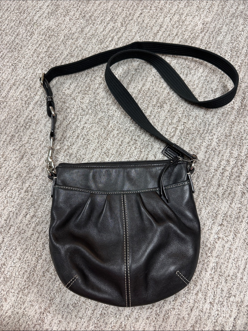 Coach Black Leather Crossbody Bag with Adjustable Strap